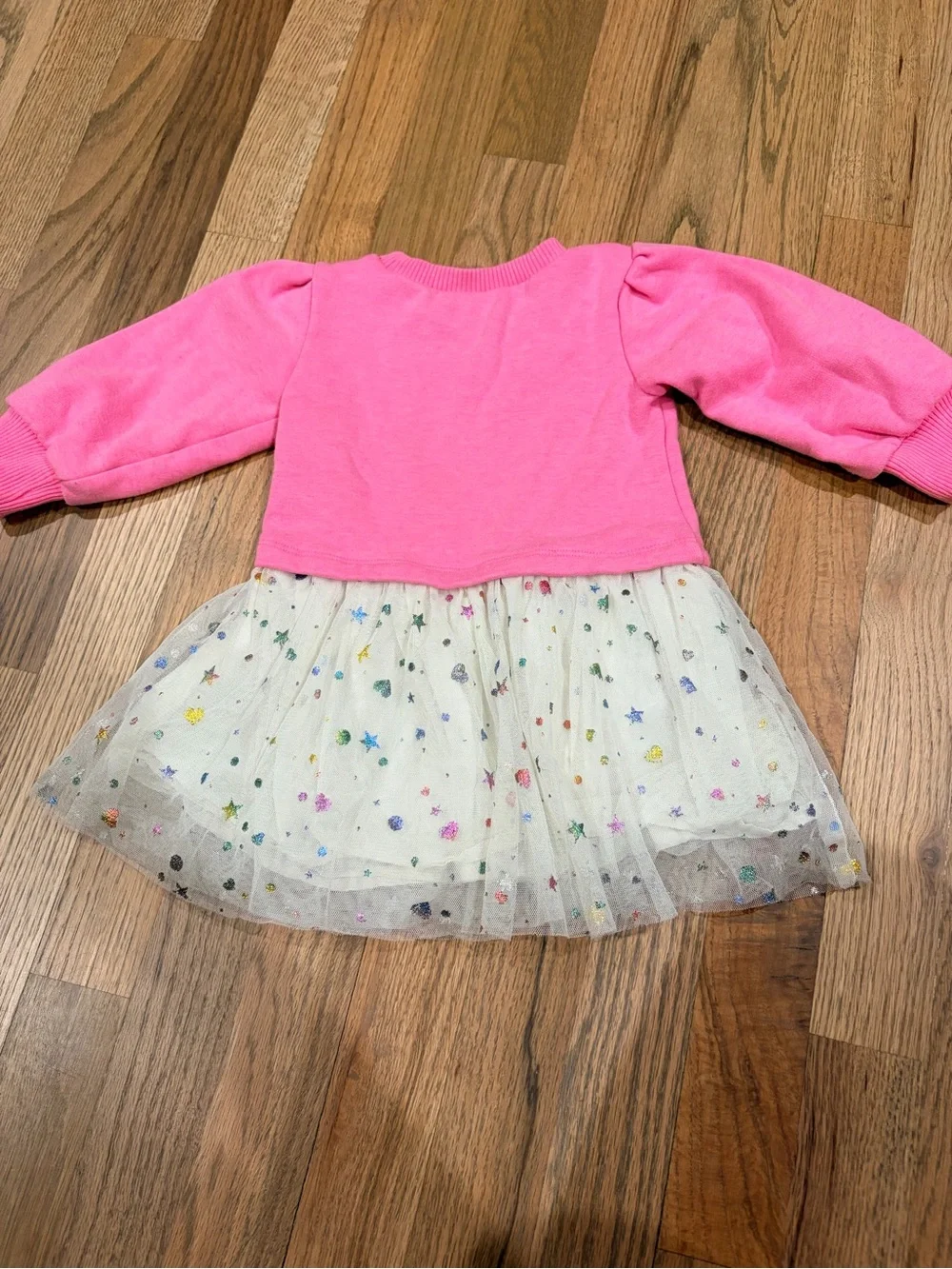 Gap toddler girl pink sweatshirt tutu dress with metallic foil print